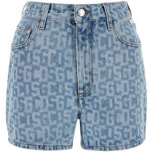 Gcds, Dames, Korte broeken, Blauw, Maat: W26 Denim,