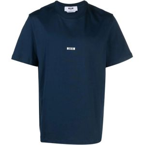 Msgm, Heren, Tops, Blauw, Maat: L Katoen,