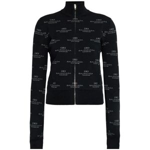 Balenciaga, Dames, Truien, Zwart, Maat: M Leer,