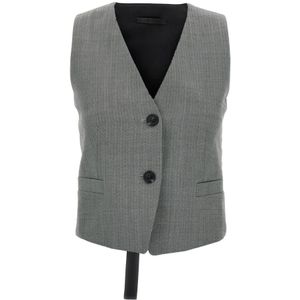 Helmut Lang, Dames, Jassen, Grijs, Maat: 2XS Wol,