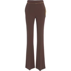 Elisabetta Franchi, Dames, Broeken, Bruin, Maat: XL Leer,