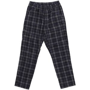 Carhartt Wip - Geruite Velvet Broek - Zwart - Elastische Tailleband