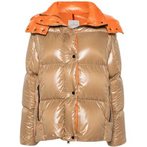 Moncler, Dames, Jassen, Beige, Maat: L Polyamide,