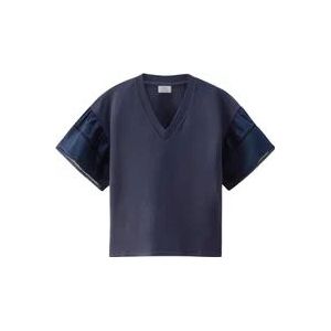 Woolrich Dames T-shirt met Ballonmouwen , Blue , Dames , Maat: XS