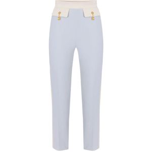 Elisabetta Franchi, Dames, Broeken, Blauw, Maat: S Poliester,