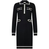 Liu Jo - ECS Abito Maglia - Jurk - Zwart - Korte Gebreide Jurk met Polokraag