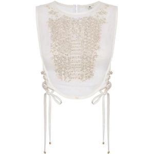 Elisabetta Franchi, Dames, Tops, Beige, Maat: XS Viscose,