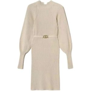 Twinset, Dames, Jurken, Beige, Maat: S Wol,