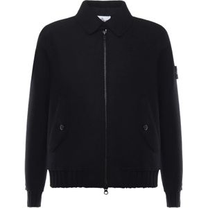 Stone Island, Heren, Sweatshirts & Hoodies, Zwart, Maat: M Wol,