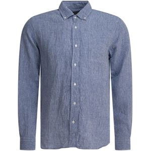 Beams Plus, Heren, Overhemden, Blauw, Maat: XL Linnen,