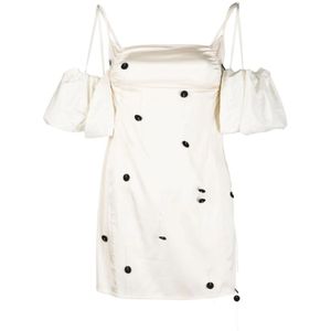 Jacquemus Geborduurde polkadot mini-jurk , White , Dames , Maat: XS