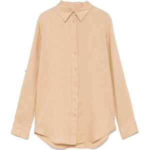 Ralph Lauren, Dames, Blouses & Shirts, Bruin, Maat: L Linnen,