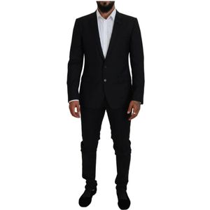 Dolce & Gabbana, Heren, Pakken, Zwart, Maat: L Wol,