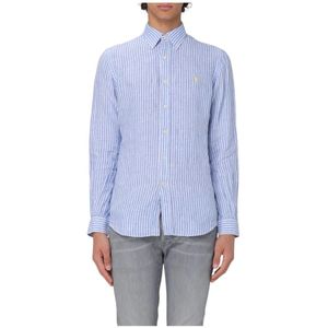 Polo Ralph Lauren, Heren, Overhemden, Blauw, Maat: L Linnen,