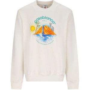 Casablanca, Heren, Sweatshirts & Hoodies, Wit, Maat: M Katoen,