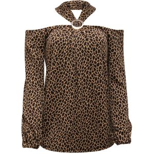 Michael Kors, Dames, Blouses & Shirts, Bruin, Maat: XS Wol,