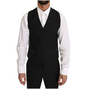 Dolce & Gabbana - Klassieke Pasvorm Vest - Zwart - Heren - Wol