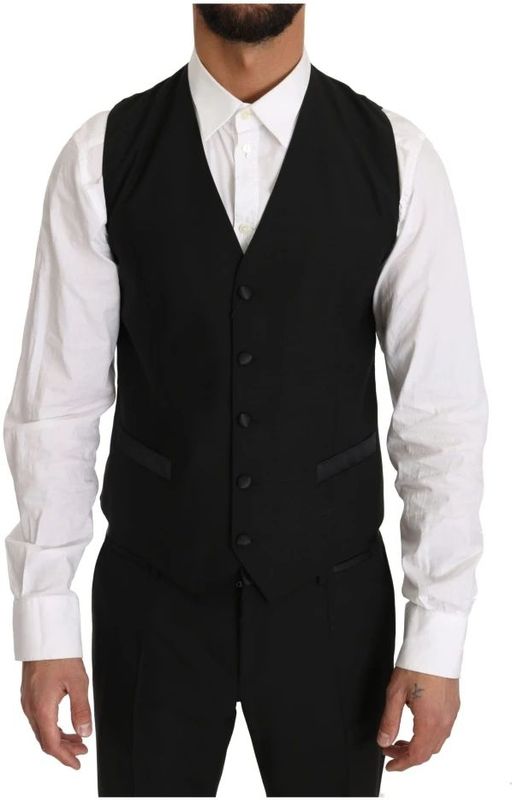 Dolce & Gabbana - Klassieke Pasvorm Vest - Zwart - Heren - Wol