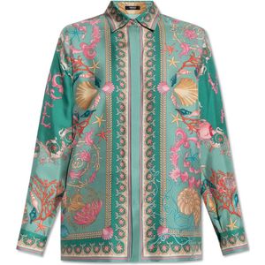 Versace, Dames, Blouses & Shirts, Groen, Maat: XS Zijde,
