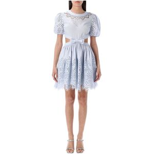 Self Portrait, Dames, Jurken, Blauw, Maat: XS Katoen,