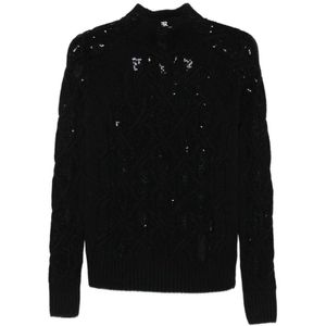 Ermanno Scervino, Dames, Truien, Zwart, Maat: S Wol,