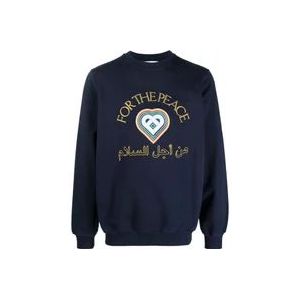 Casablanca Geborduurde Peace Gold Sweatshirt , Blue , Heren , Maat: 2XL