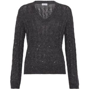 Brunello Cucinelli, Dames, Truien, Zwart, Maat: L