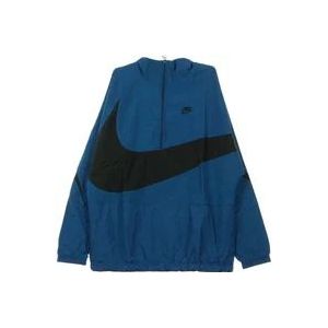 Nike Blauwe Windbreaker Half-Zip Jas , Blue , Heren , Maat: L