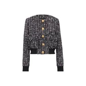 Balmain Tweed jasje met knopen , Black , Dames , Maat: XL