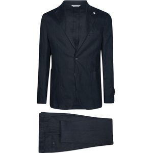 Manuel Ritz, Heren, Pakken, Blauw, Maat: M Linnen,