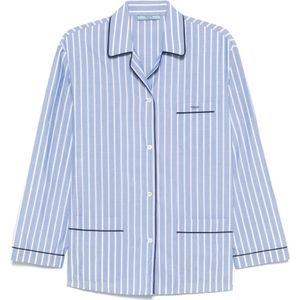 Prada, Dames, Blouses & Shirts, Blauw, Maat: 2XS Katoen,