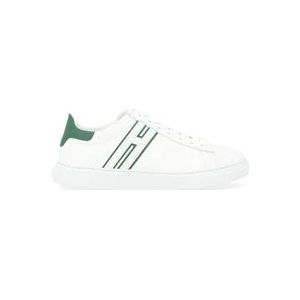 Hogan Witte en Groene Leren Sneaker H365 , White , Heren , Maat: 40 1/2 EU