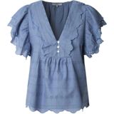 Pepe Jeans - Blouse - Staalblauw - Vloeiende Stof - Pofmouwen