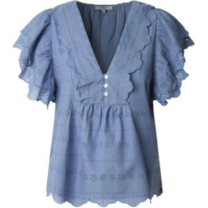 Pepe Jeans - Blouse - Staalblauw - Vloeiende Stof - Pofmouwen