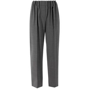 Brunello Cucinelli, Dames, Broeken, Grijs, Maat: 2XL Wol,