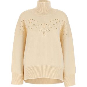 Chloé, Dames, Truien, Beige, Maat: XS Wol,