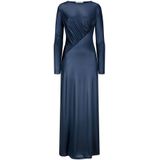 Nicowa - Ewelio - Maxi Jurk - Blauw - Elastische Metallic Jersey