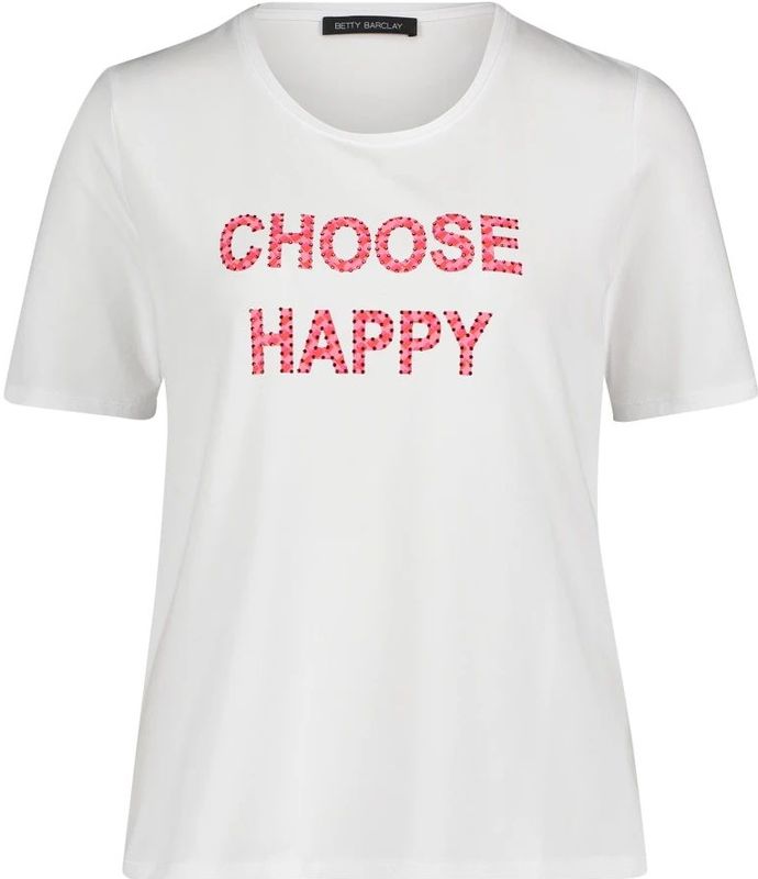 Betty Barclay - Glitterend Basic T-shirt - Blouse - Wit - Halve Mouwen