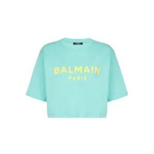 Balmain T-shirt met Paris print , Blue , Dames , Maat: XL