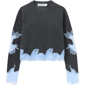 Self Portrait, Dames, Truien, Grijs, Maat: S Katoen,