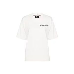 Moncler Wit Logo T-shirt Lichtgewicht Jersey , White , Dames , Maat: M