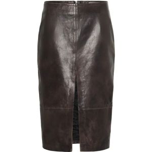 Karen by Simonsen, Dames, Rokken, Bruin, Maat: S Leer,