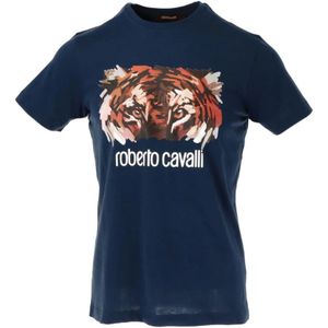 Roberto Cavalli, Heren, Tops, Blauw, Maat: M