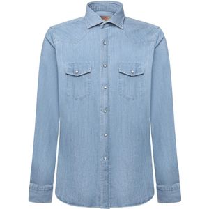 Borriello Napoli, Heren, Overhemden, Blauw, Maat: M Denim,
