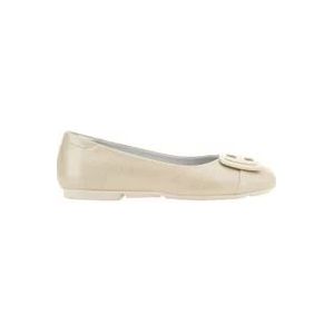 Hogan Beige Leren Ballerina , White , Dames , Maat: 38 1/2 EU