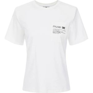 Elisabetta Franchi, Dames, Tops, Wit, Maat: XS Katoen,