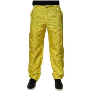 Dolce & Gabbana - Gele Monogram Mid Waist Broek - Heren - Polyester