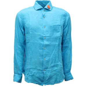 Altea, Heren, Overhemden, Blauw, Maat: M Linnen,