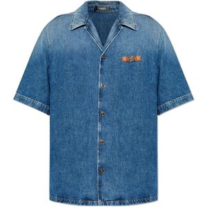 Versace, Heren, Overhemden, Blauw, Maat: S Denim,