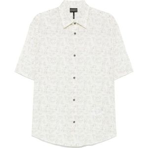Emporio Armani - Overhemd - Ecru - Korte Mouwen - Knoopsluiting